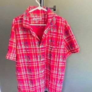 Chubbies Kids Vibrant Red Plaid Button Down Shirt